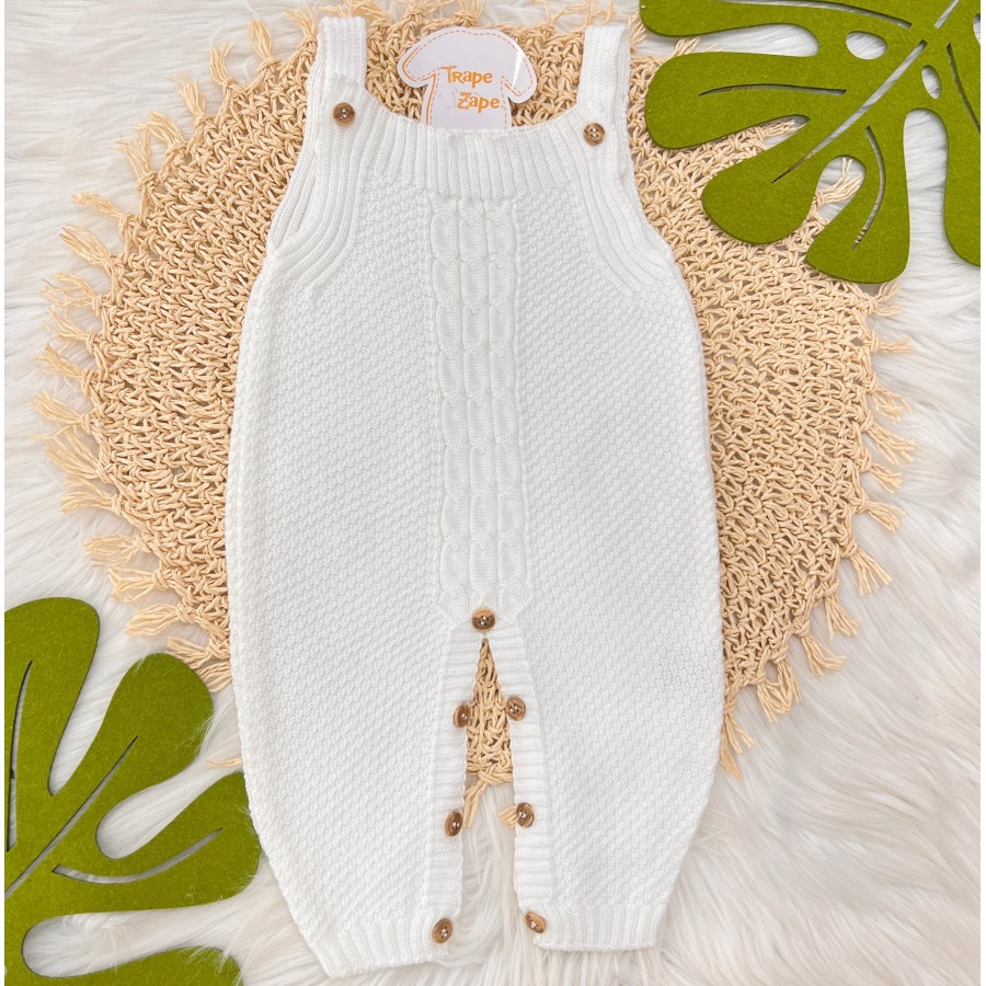 Jardineira de linha pipoca branca